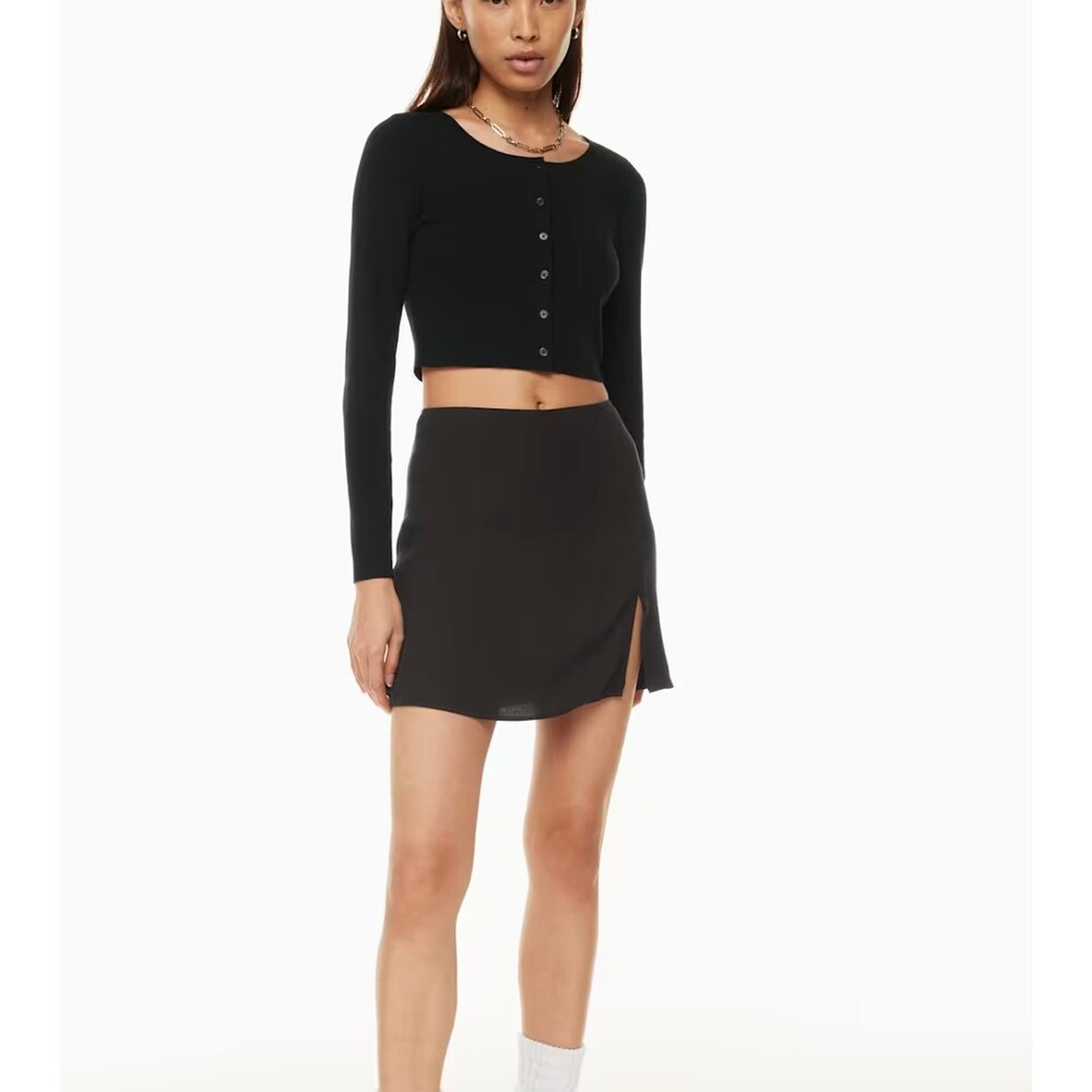 Aritzia Sunday Best Tatiana Aline Mini Skirt Slit in Black Size 2